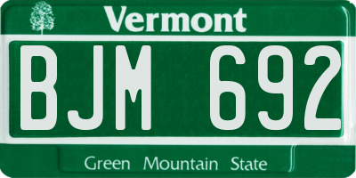 VT license plate BJM692