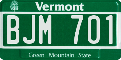VT license plate BJM701