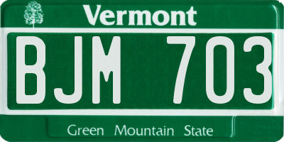 VT license plate BJM703