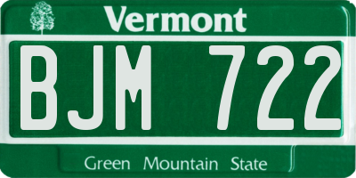 VT license plate BJM722