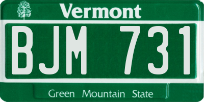 VT license plate BJM731