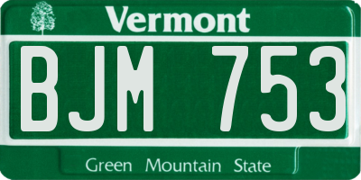 VT license plate BJM753