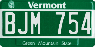 VT license plate BJM754