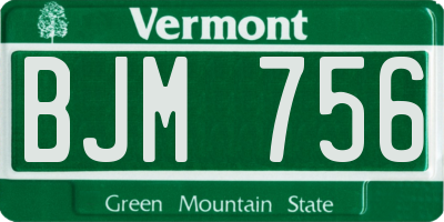 VT license plate BJM756