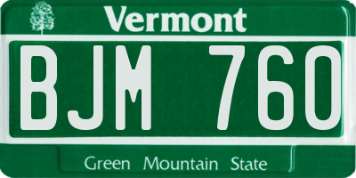 VT license plate BJM760