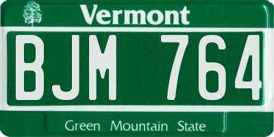 VT license plate BJM764
