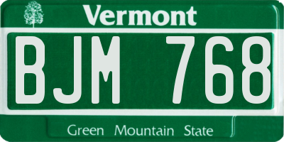 VT license plate BJM768