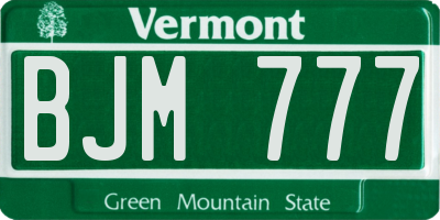 VT license plate BJM777