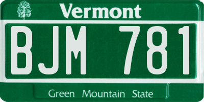 VT license plate BJM781