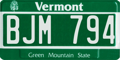 VT license plate BJM794