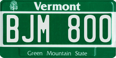 VT license plate BJM800