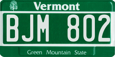VT license plate BJM802