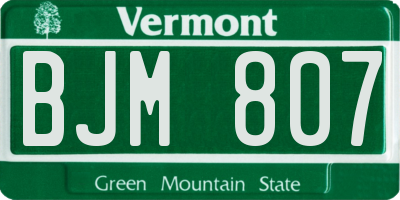 VT license plate BJM807