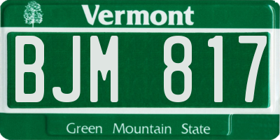 VT license plate BJM817