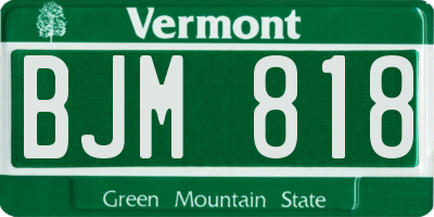 VT license plate BJM818