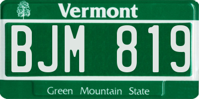 VT license plate BJM819