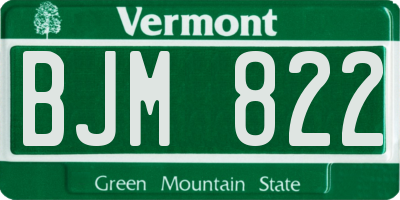 VT license plate BJM822