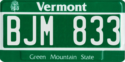 VT license plate BJM833