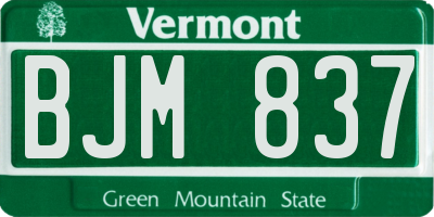 VT license plate BJM837