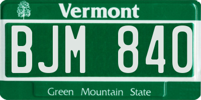 VT license plate BJM840