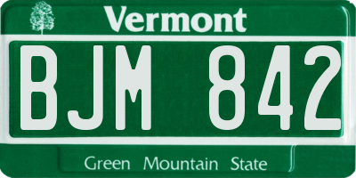 VT license plate BJM842
