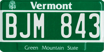 VT license plate BJM843