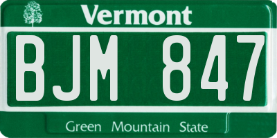 VT license plate BJM847