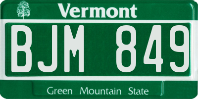 VT license plate BJM849