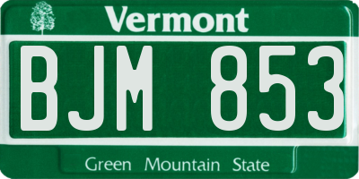 VT license plate BJM853