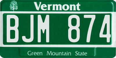 VT license plate BJM874