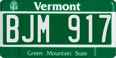 VT license plate BJM917