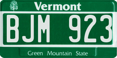VT license plate BJM923