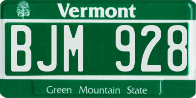 VT license plate BJM928