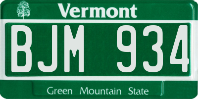 VT license plate BJM934