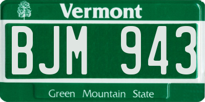 VT license plate BJM943
