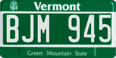 VT license plate BJM945