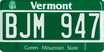 VT license plate BJM947