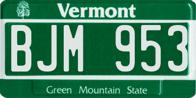 VT license plate BJM953