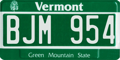 VT license plate BJM954