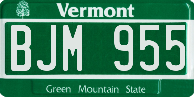 VT license plate BJM955