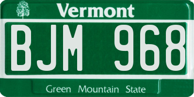 VT license plate BJM968