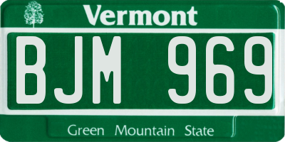VT license plate BJM969