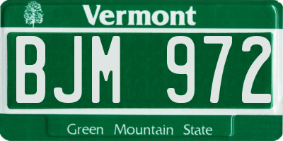 VT license plate BJM972