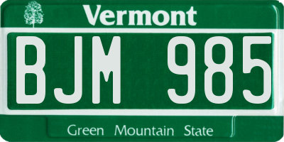 VT license plate BJM985