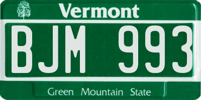 VT license plate BJM993