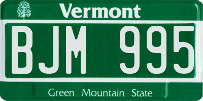 VT license plate BJM995