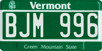VT license plate BJM996
