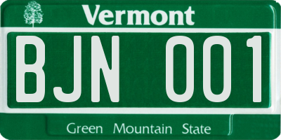 VT license plate BJN001