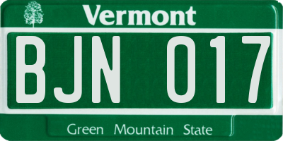 VT license plate BJN017