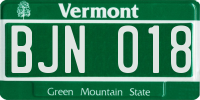 VT license plate BJN018